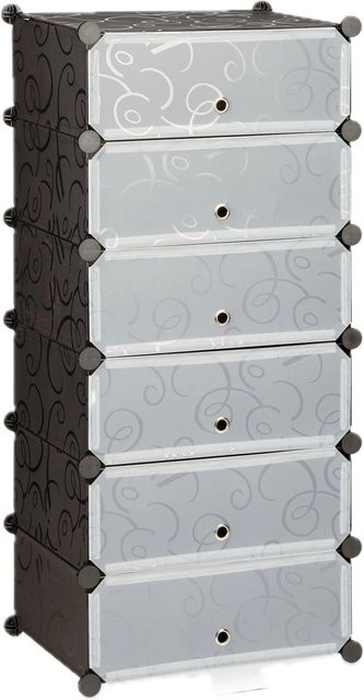 Relaxdays Schuhschrank mit 6 Fächern aus Kunststoff und Metall in Schwarz, B/H/T: 107 x 49 x 37 cm - Bild 1