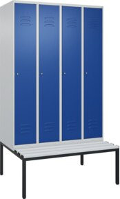 C+P Spind Classic PLUS Garderobenschrank mit Sitzbank, 4 Abteile, Lichtgrau, B/T/H: 212,0 x 120,0 x 81,5 cm - Bild 1