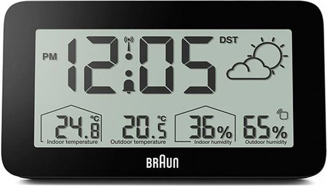 Braun BC13BP-DCF digitaler Funkwecker mit Wetterstation in Schwarz - Bild 1