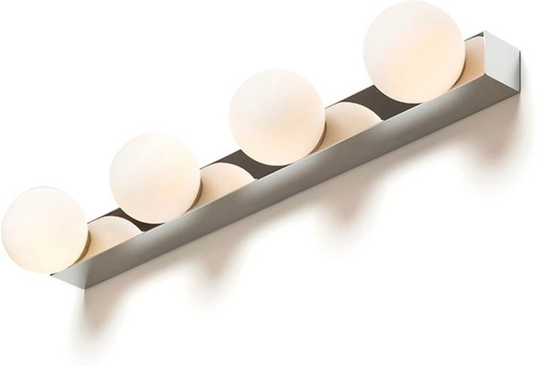 Rendl Wandleuchte Domino IV in Chrom mit weißem Opalschirmen, 24 W, IP44, ideal für das Badezimmer