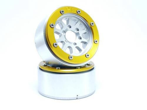 Metsafil 1:10 Crawler Felgen Gear aus Aluminium in Silber/Gold, 1 Paar - Bild 1