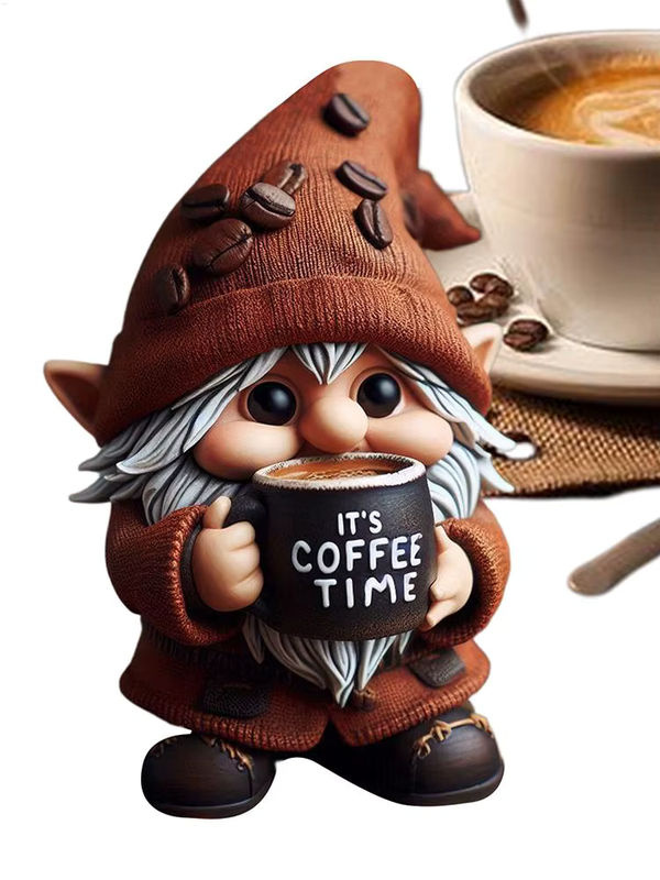 Handgefertigte Zwergen-Figuren aus Kunstharz mit Kaffeethema in Mehrfarbig zur Dekoration für dein Esszimmer oder deine Küchentheke - Bild 7