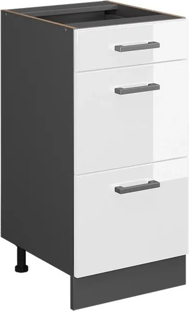 Vicco Küchenunterschrank R-Line Weiß Anthrazit Hochglanz mit Schubladen Breite: 40 cm - Bild 1
