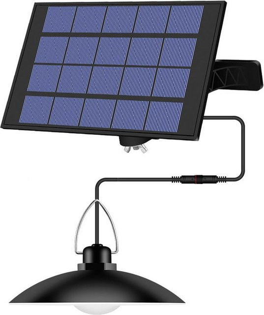 TOMTOP JMS Solarbetriebene Pendelleuchte in Schwarz mit verstellbarem Panel und Dämmerungssensor, IP65 wasserdicht für den Garten - Bild 1