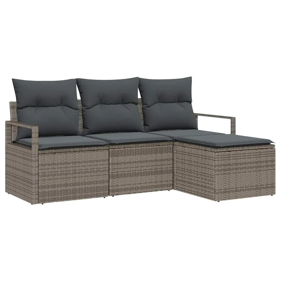 vidaXL Gartenmöbel Set aus Poly-Rattan in Grau mit Kissen und integriertem Stauraum - Bild 2