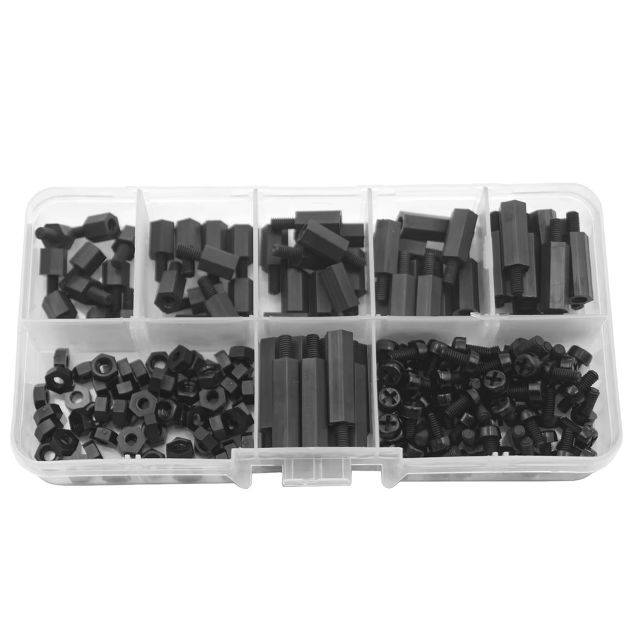 M3 Nylon Abstandsbolzen Set mit Sechskant-Abstandshaltern und Schrauben in Schwarz für RC FPV Drohnen und PCB Boards, 180 Teile - Bild 2