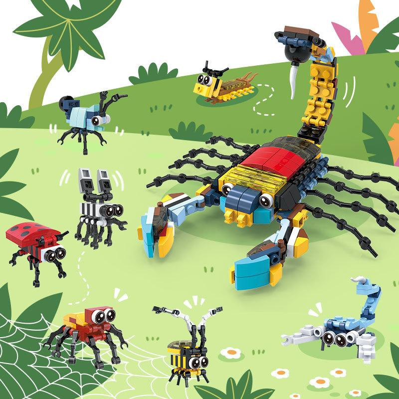 Yiran toy 1 Mini-Insekten Tier Montagebausteine Skorpion Dinosaurier Lernspielzeug 12in1 Set - Bild 1