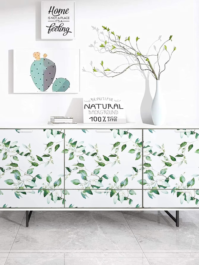 Selbstklebende Tapete von Wokhome mit Blumen- und Pflanzenmuster in Multicolour, wasserdichter PVC-Wandaufkleber im skandinavischen Design für Möbel und Schranktüren - Bild 4