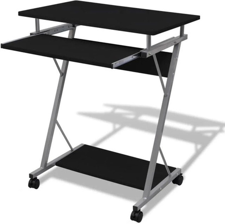 Yiwydaa Computertisch mit Rollen in Schwarz für Home Office und Laptop