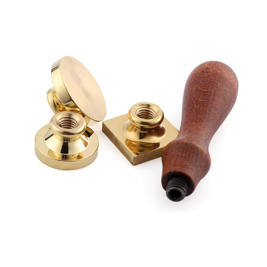 Siegelstempel Set mit Messingkopf und Palisander Griff in Braun und Gold für Scrapbooking - Bild 1
