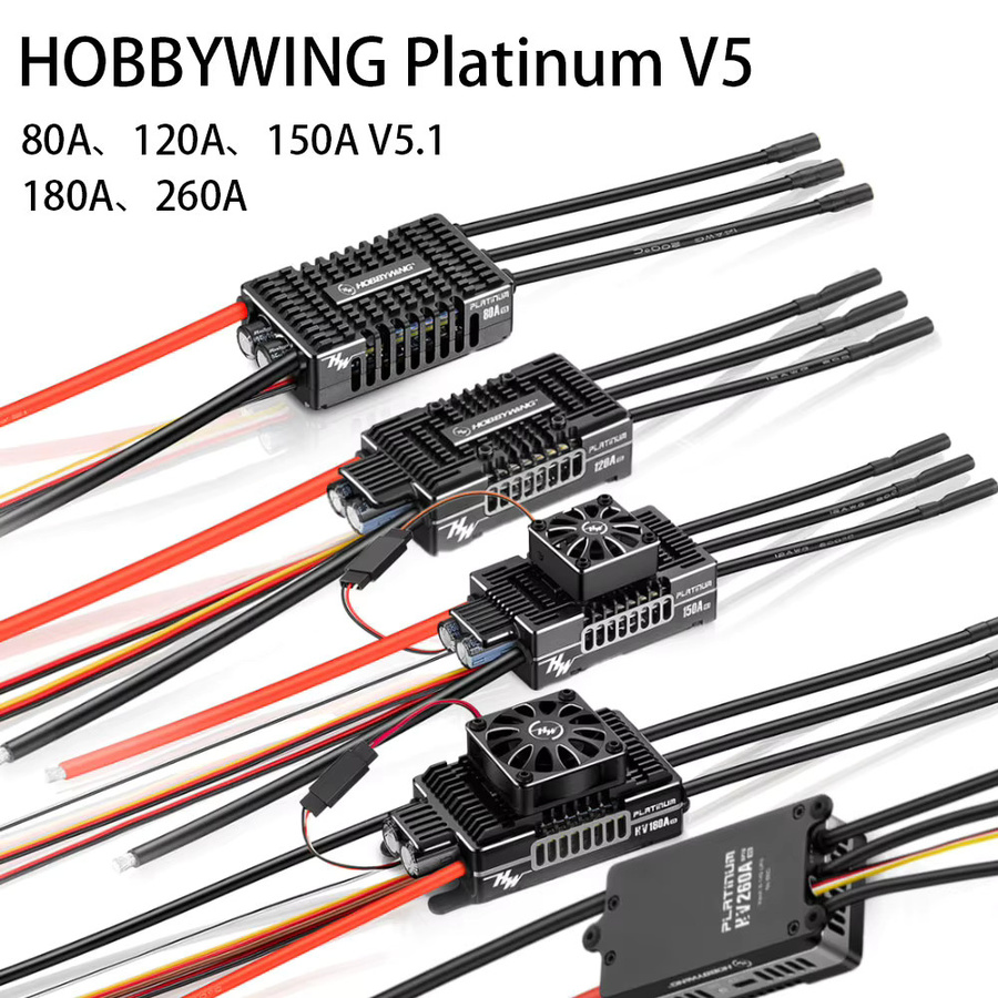 Hobbywing Platin V5 bürstenloser ESC für RC Elektro Hubschrauber, Schwarz - Bild 2