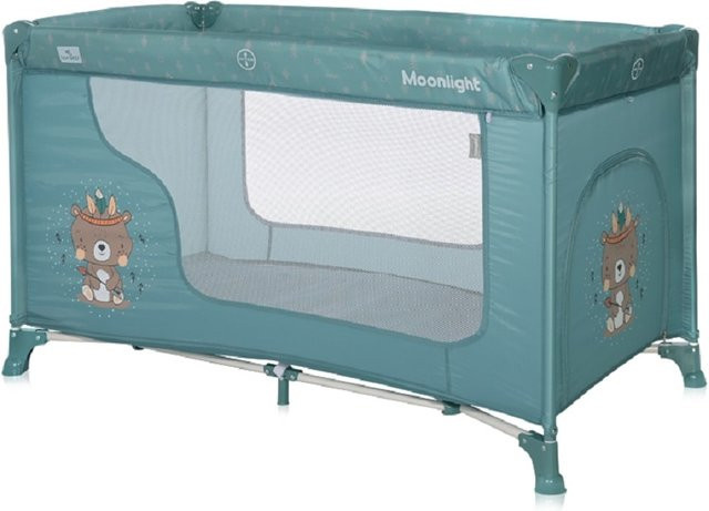 Lorelli Baby Reisebett Laufstall Moonlight mit seitlicher Öffnung und Tragetasche, faltbar, grün - Bild 1