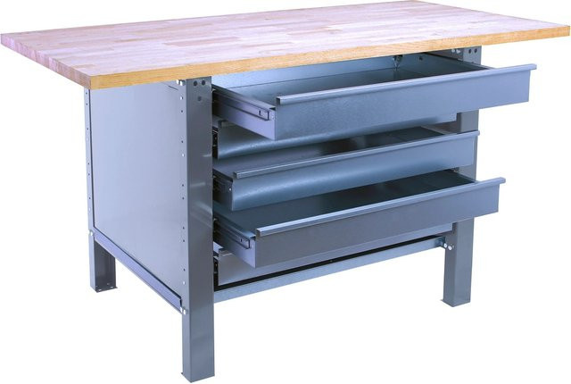 PROREGAL Werkbank BUFFALO WOOD mit 5 Schubladen, Grau, H x B x T: 86,5 x 120 x 75 cm, Traglast 1000 kg - Bild 1