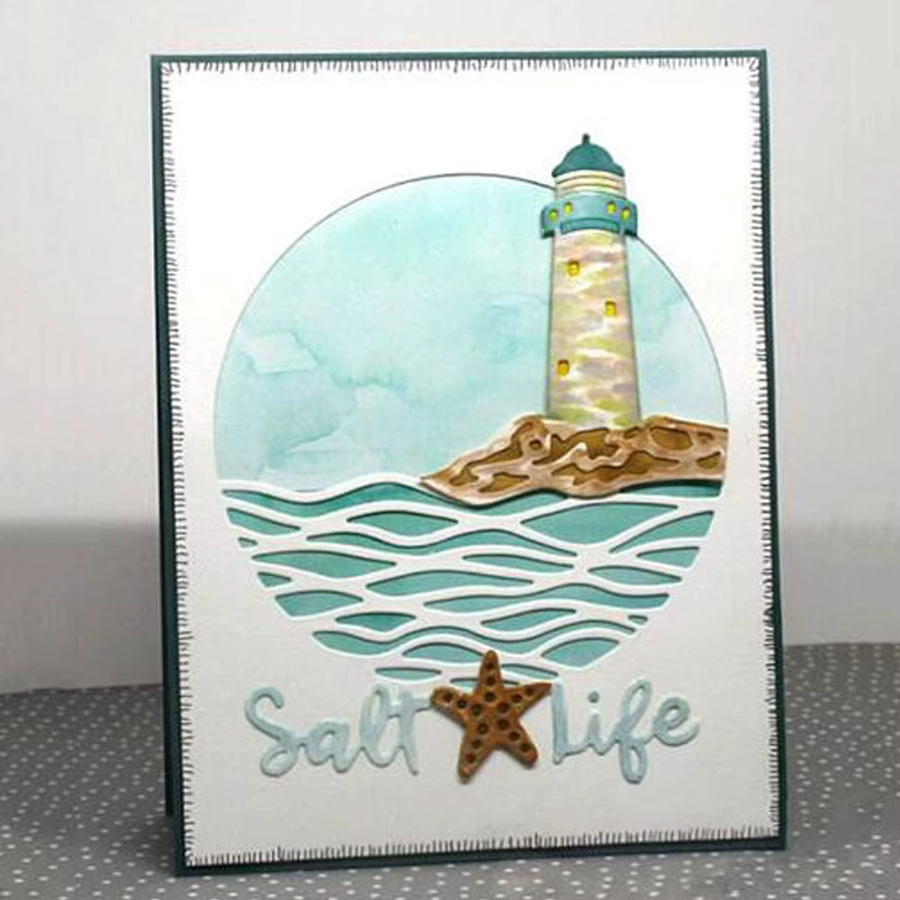 Dekorative Metall-Prägestempel für Scrapbooking und DIY-Projekte mit Motiven wie Haus, Leuchtturm, Wolke, Mond und Sonne - Bild 2
