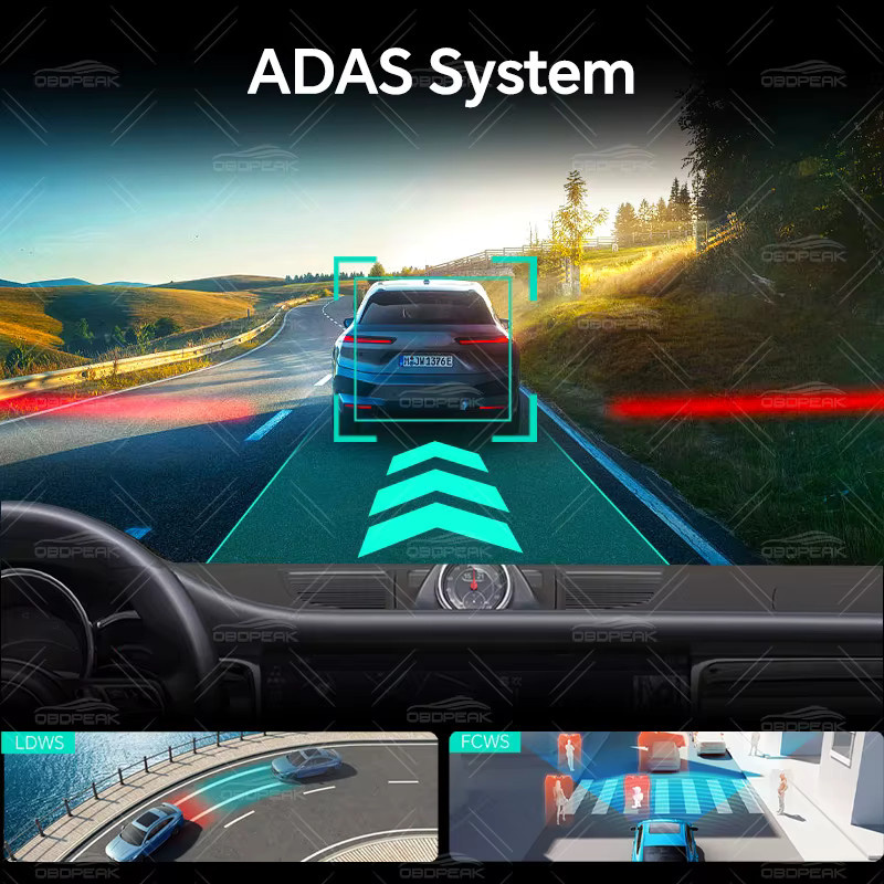 OBDPEAK 4CH 11 Zoll Rückspiegel Dash Cam mit 4K Auflösung, ADAS, BSD und WiFi in Schwarz - Bild 5