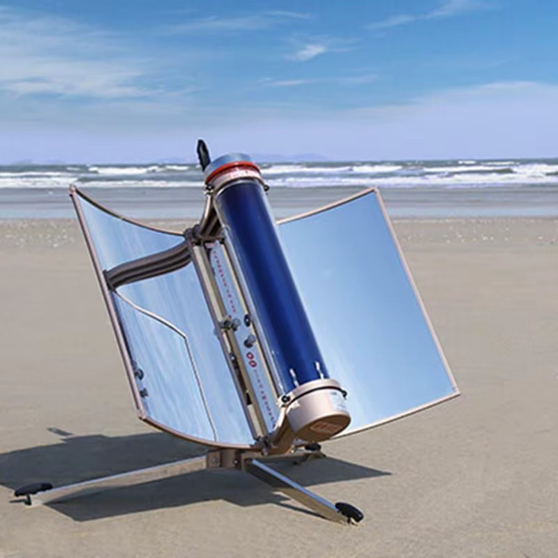 Tragbarer Solar-Grill aus Edelstahl für Camping und Picknick in Silber und Weiß - Bild 2