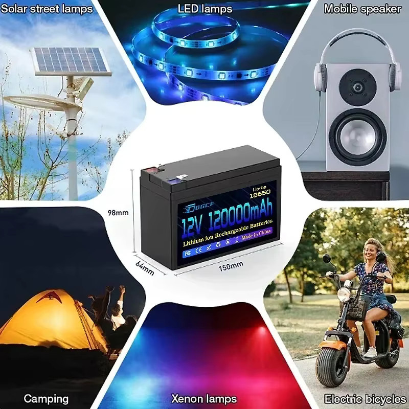 CFATL LiFePO4 Lithium-Akku 12V 100Ah mit 18650 Zellen, Schwarz, inklusive 5V 2,1A USB-A Ladegerät mit Anzeige und 12,6V 3A Ladegerät - Bild 1