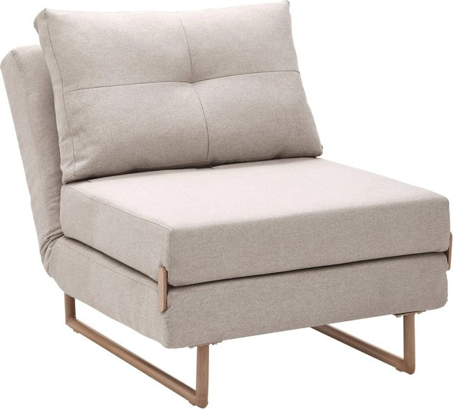 Bessagi Home Schlafsessel Malic in Beige aus Webstoff mit Armlehnen und Metallrahmen - Bild 1