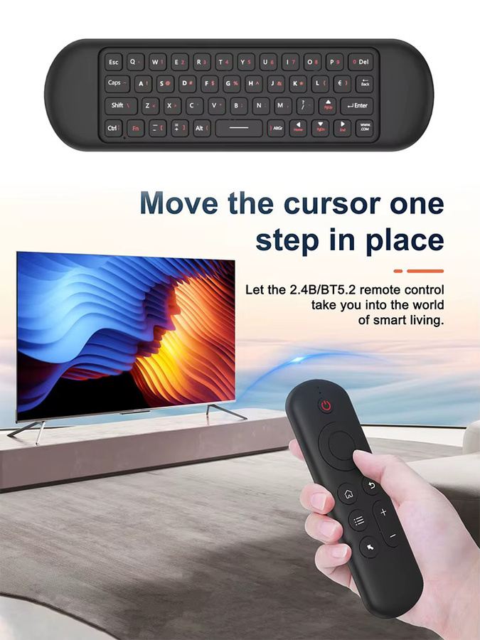 MRSVI Air Mouse Tastatur M5 Wireless 2,4 G & Bluetooth mit 7-farbiger Hintergrundbeleuchtung und Gyroskop-Fernbedienung für Smart Android TV Box und PC, Schwarz, Multicolour - Bild 7