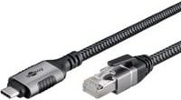 goobay USB-C auf RJ-45 LAN-Adapter Cat6 Ethernet-Kabel, 1,5 m, Schwarz/Silber - Bild 1