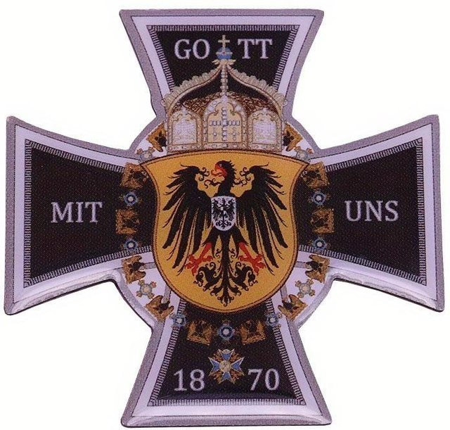 Anstecker Kaiser-Wilhelm-I-Flagge, Preußen, 1870, Kreuz, schwarz - Bild 1