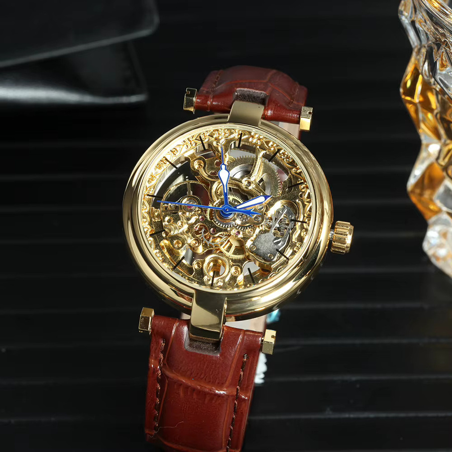 Forsining Armbanduhr Automatik, Gold, Lederband, Damen - Bild 4
