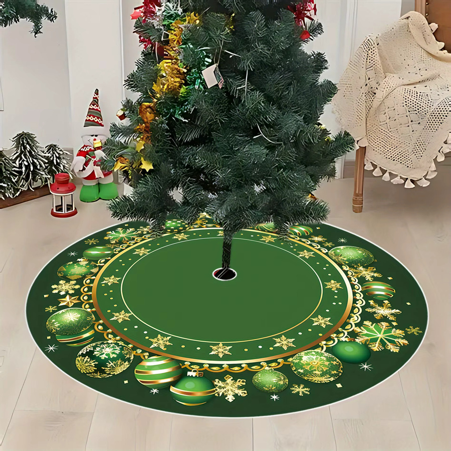 VIKAMA Weihnachtsbaumrock im Vintage-Stil mit Schneeflocken- und Kugendesign in Dunkelgrün und Bunt - Bild 2