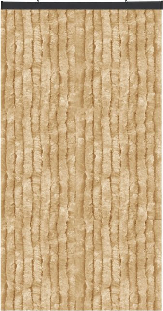Arsvita Flauschvorhang Chenille in Beige mit Unistreifen, thermoisolierend, B: 140 cm, H: 220 cm - Bild 1
