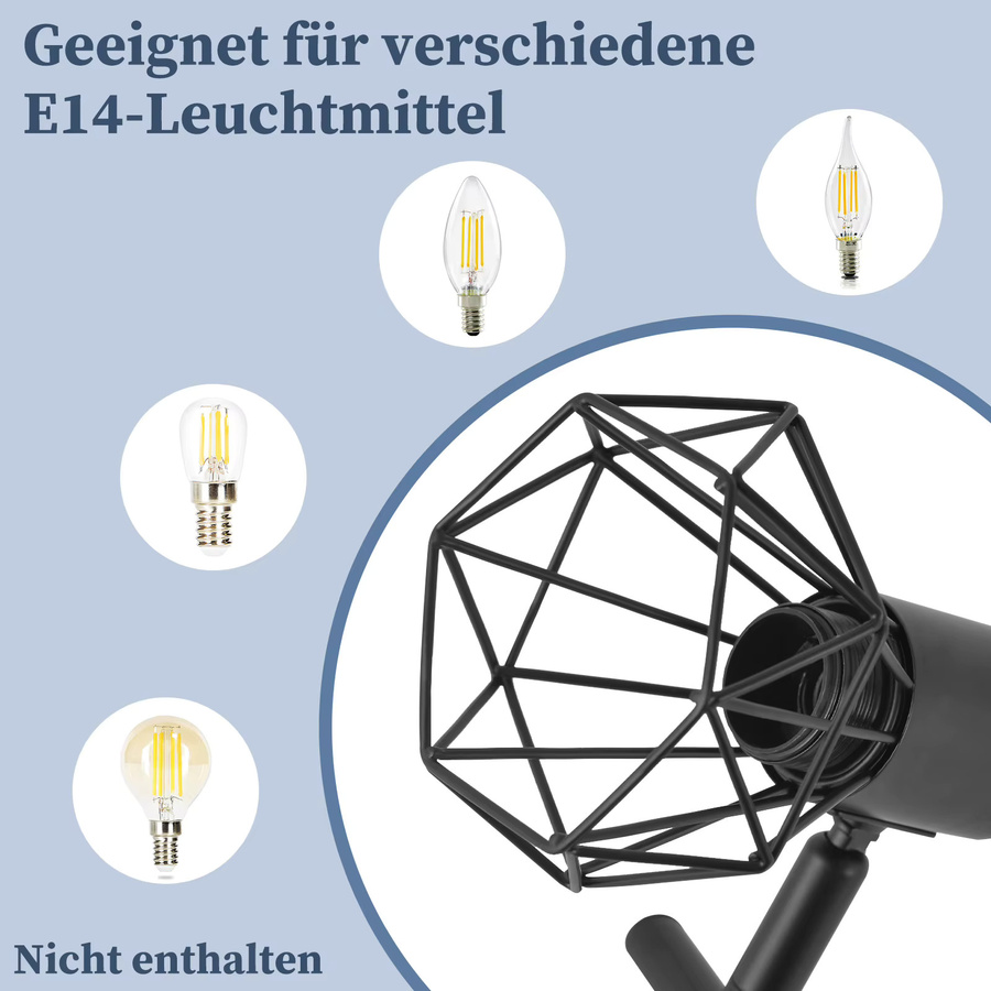 Nettlife 2-flammige Deckenlampe im Industrie-Design, Schwarz, E14, verstellbar und schwenkbar aus Metall - Bild 4