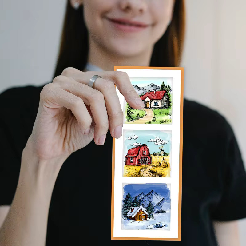 4 Stück Mini-Hütten Klarstempel aus Silikon für DIY Scrapbooking und Landschaftsgestaltungen in Transparent - Bild 4