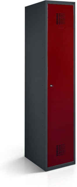 rotstahl Kleiderspind mit 1 Tür in Bordeaux und anthrazitgrauem Korpus, B/T/H: 30 x 50 x 180 cm - Bild 1