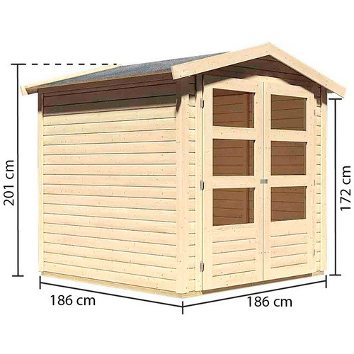KARIBU Gartenhaus Amberg 2 aus Holz in Beige, B/H/T: 186 x 201 x 186 cm - Bild 3