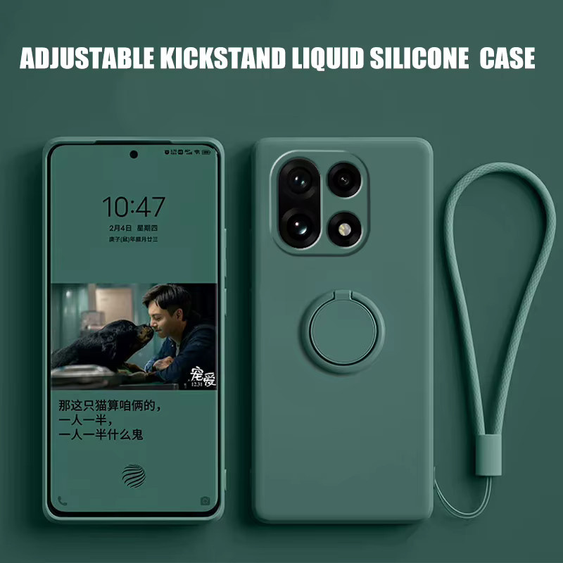 Silikon Schutzhülle für OnePlus 15 und 13T mit Finger Ring Ständer und Objektiv Schutz in Pink - Bild 3
