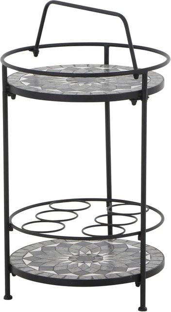 Siena Garden Beistelltisch Como rund mit Keramikplatte in Mosaikoptik, schwarz/grau, B/T/H: 41 x 41 x 74 cm - Bild 1
