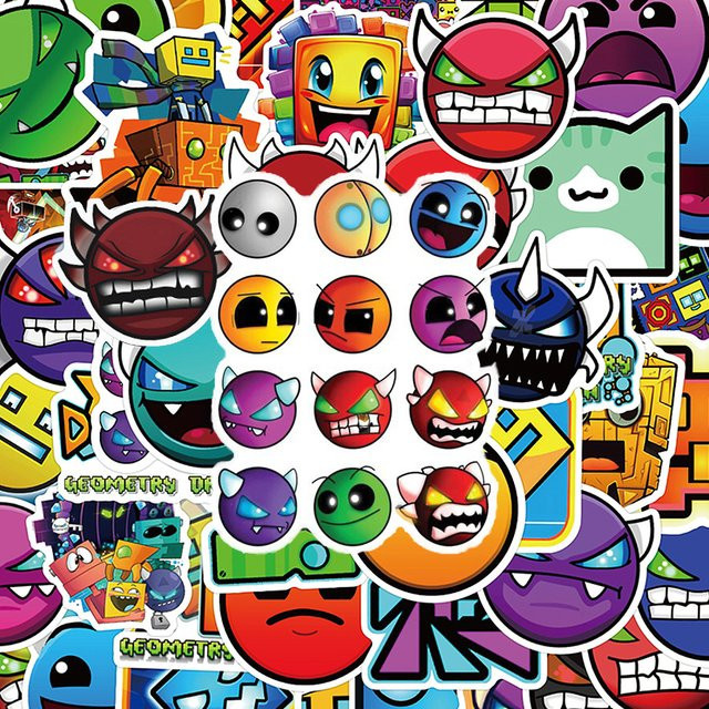 Bandai Geometry Dash Cartoon Sticker Set für Skateboard, Handy und Laptop in Multicolor - Bild 1