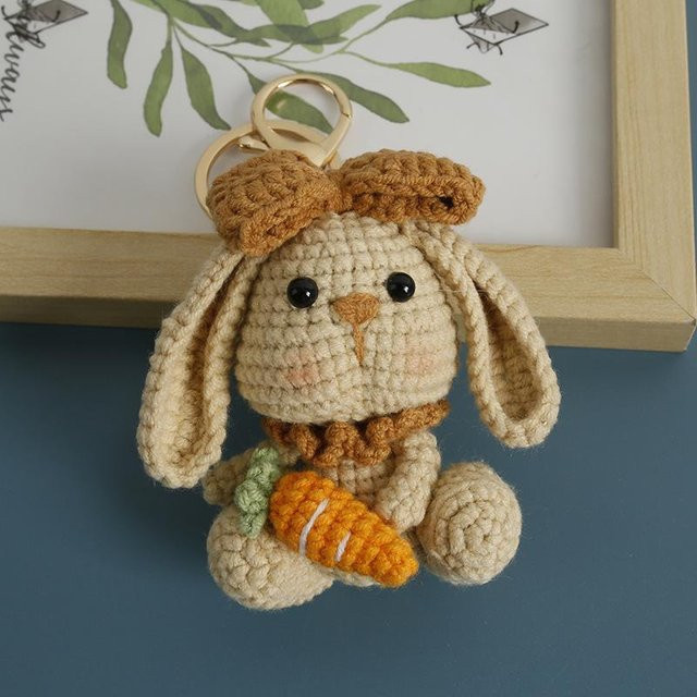Schlüsselanhänger Häkel-Kaninchenpuppe, brown, Unisex - Bild 1