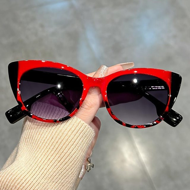 Dote Cat-Eye Sonnenbrille, Damen, Vollrand, Kunststoff, rot-schwarz - Bild 1