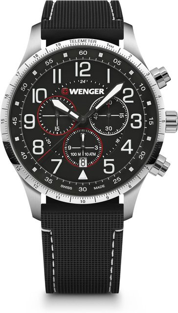 Wenger Chronograph, Quarz, Edelstahl, Schwarz, Unisex - Bild 1