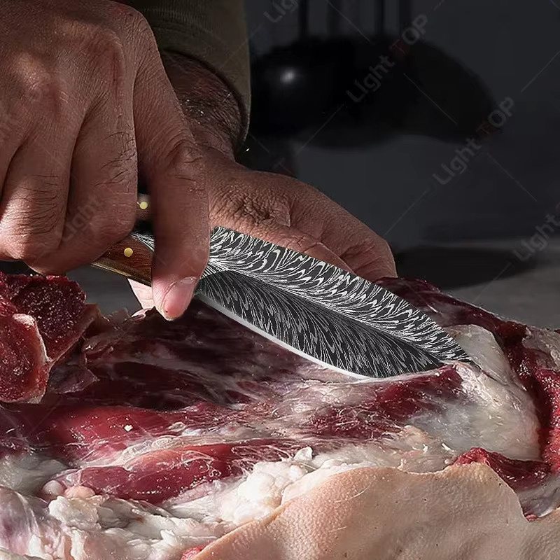WXCOO Ausbeinmesser aus geschmiedetem Edelstahl in Silber mit Holzgriff - Bild 4