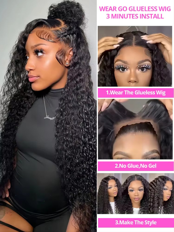 AMYTUD Echthaarperücke Deep Wave, 30-40 Zoll, Damen, Lockiges Haar - Bild 7
