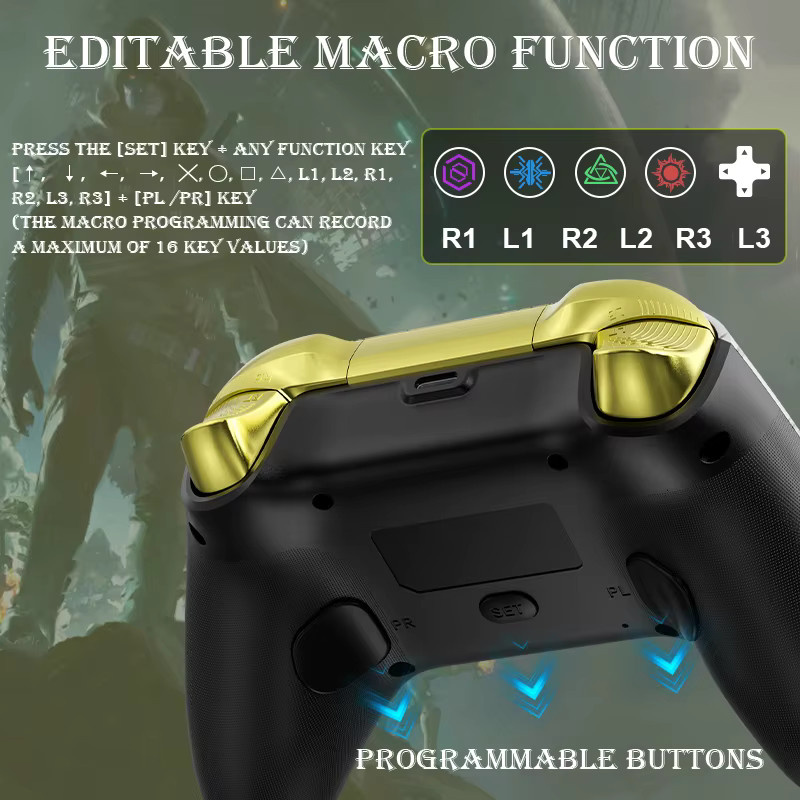 Bonacell Bluetooth Wireless Gamepad Controller mit Hall Effect und Vibration für PS3, PS4, Nintendo Switch und PC in Schwarz oder Weiß - Bild 6