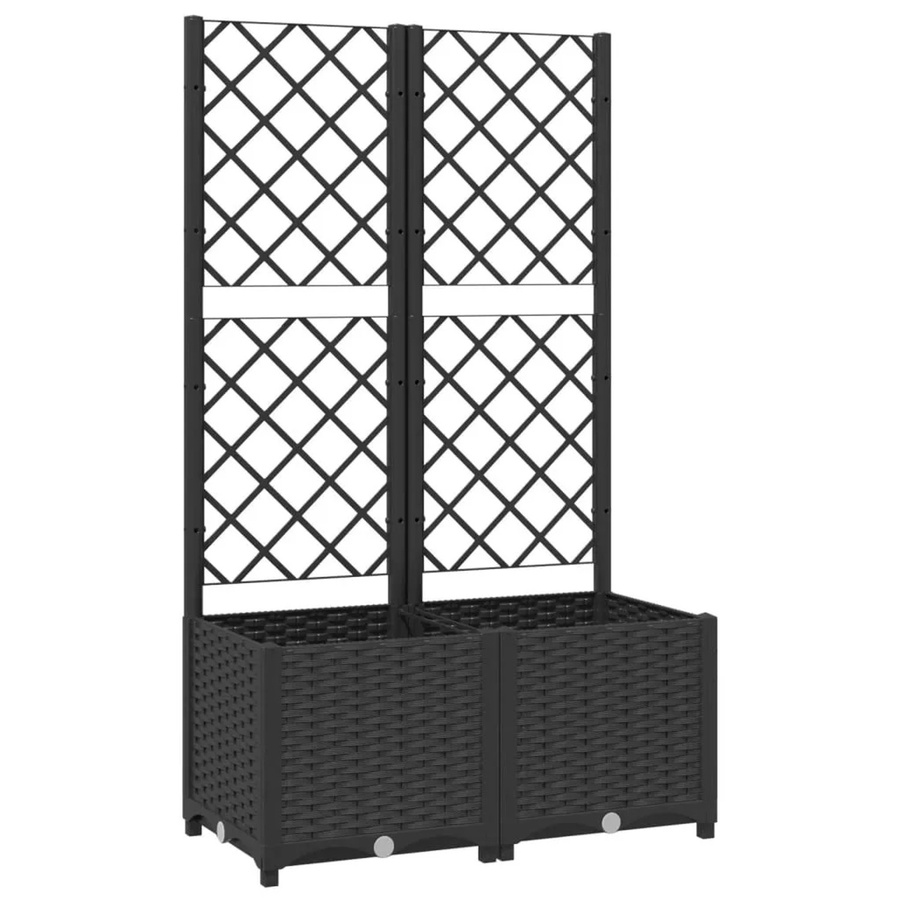 vidaXL Garten-Pflanzgefäß mit Spalier in Schwarz aus PP-Kunststoff, B/T/H: 80 x 40 x 136 cm - Bild 2