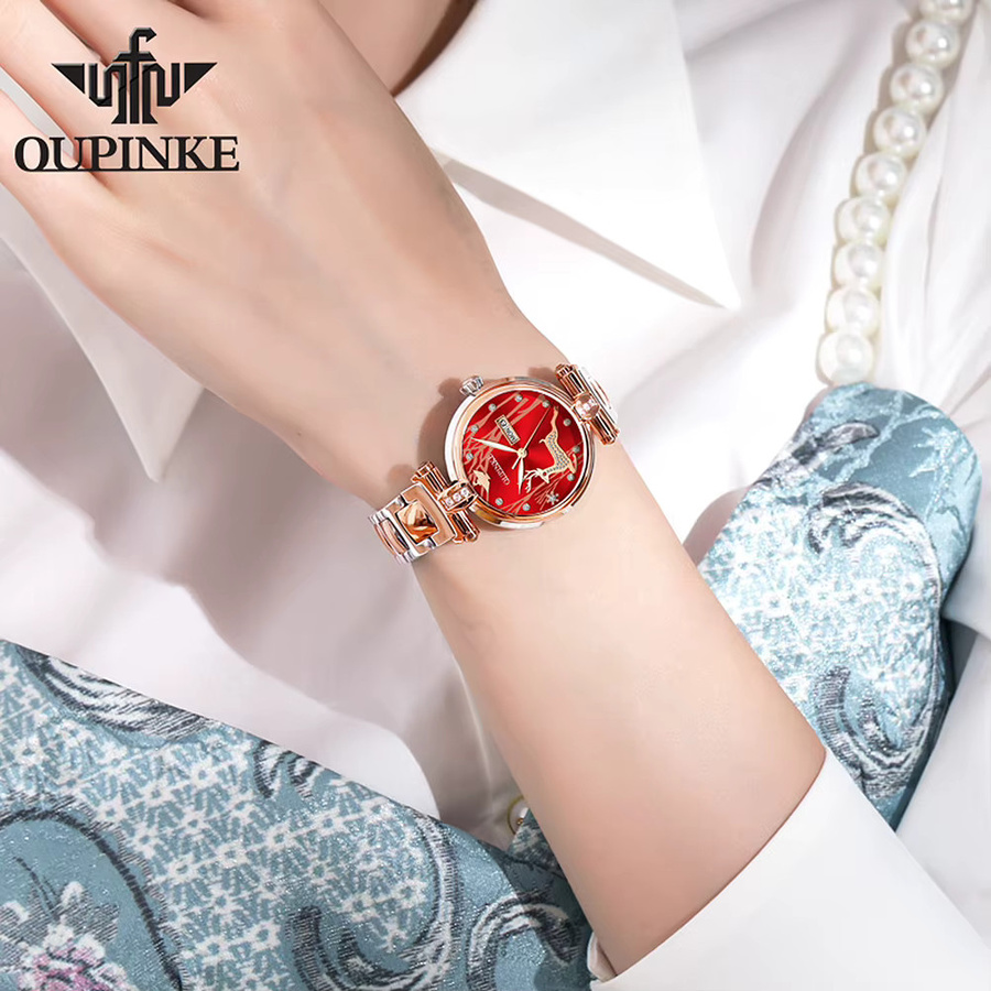 OUPINKE Armbanduhr, Automatik, Edelstahl, Roségold, Diamant, Damen - Bild 5