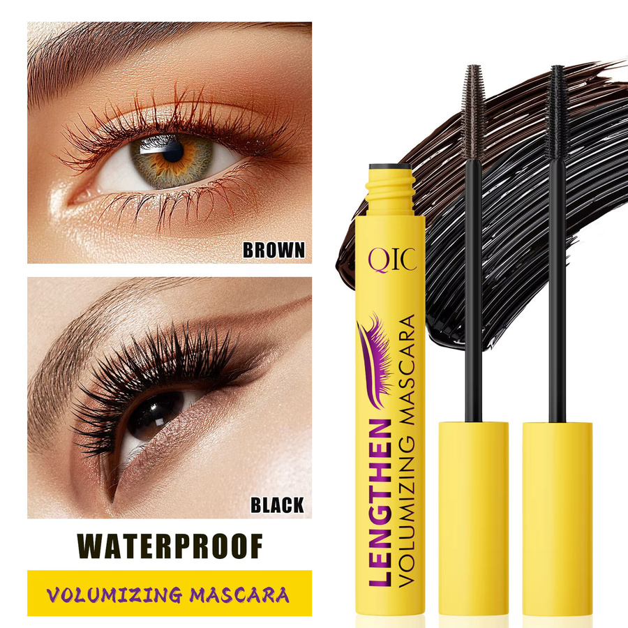 QIC 4D Black Mascara, wasserfeste Flüssigfaser-Mascara, Brown - Bild 4