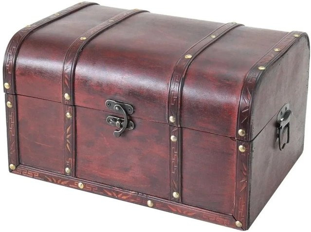 HMF Schatztruhe Schatzkiste aus Holz in Braun im Vintage-Stil, B/T/H: 35 x 25 x 20 cm - Bild 1