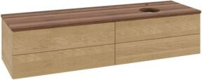 V&B Waschtischunterschrank Antao mit Frontstruktur und Beleuchtung in Eiche Honig, B/T: 160 x 50 cm - Bild 1