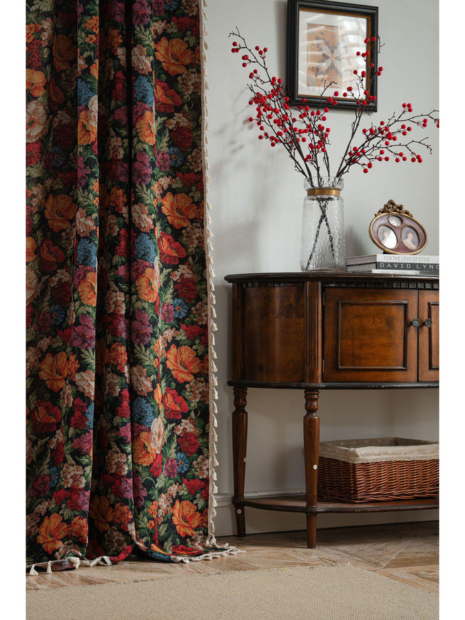 Imanqi Yun Floral Jacquard Küchen- und Erkerfenstervorhänge, halbtransparent, Multicolour - Bild 3