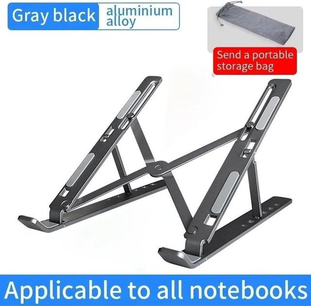 Verstellbarer Laptopständer aus Metall von Yiran Bag, faltbar und tragbar für Laptops und Tablets von 10 bis 18 Zoll, Grau - Bild 1
