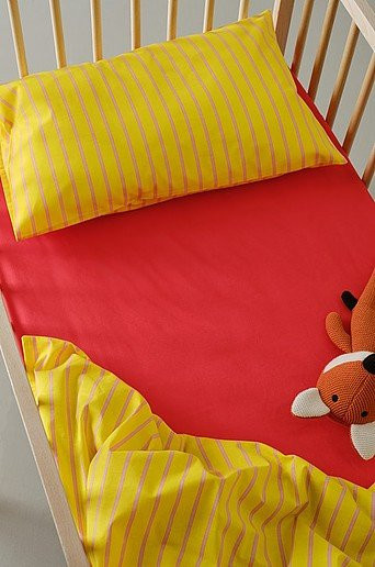 Jotex ZACK MINI Organisches Spannbettlaken für die Krippe, Rot, 60 x 120 cm - Bild 1
