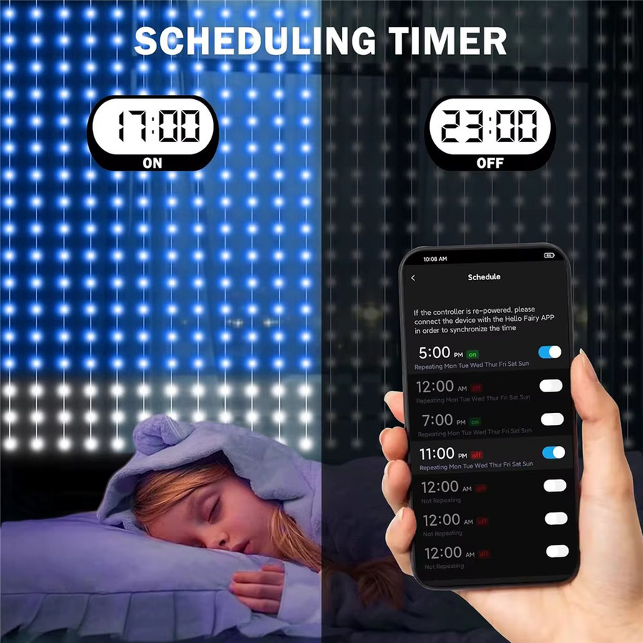 DACHAN Intelligente LED-Vorhangleuchte mit 400 LEDs, Multicolour DIY-Lichterkette mit App- und Fernbedienungsteuerung - Bild 5
